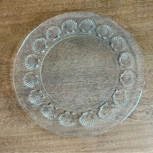 Clear Glass Sea Shell Scallop Serving Platter 12.5"